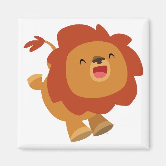 Cute Gamboling Cartoon Lion Magnet (Voorkant)