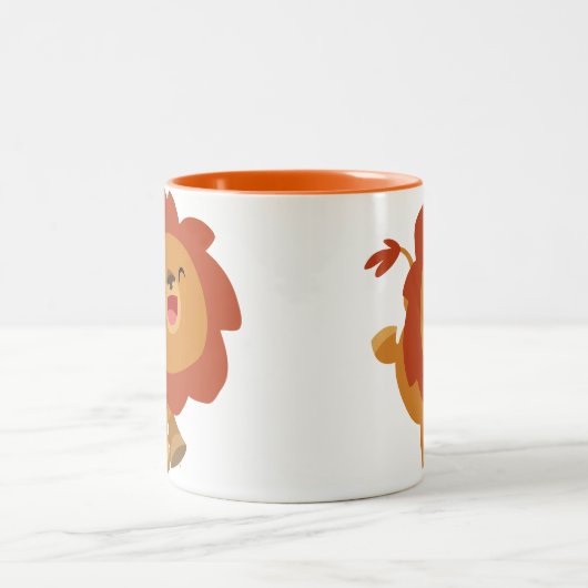 Cute Gamboling Cartoon Lion Mok (Center)