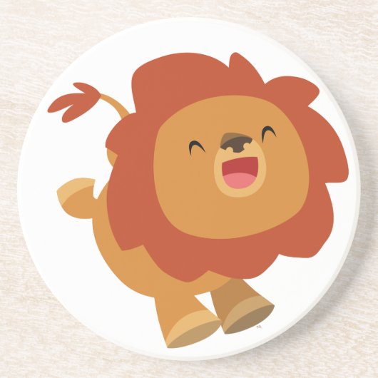 Cute Gamboling Cartoon Lion Onderzetter (Voorkant)