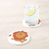 Cute Gamboling Cartoon Lion Onderzetter (Zijkant)