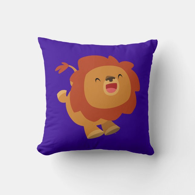 Cute Gamboling Cartoon Lion Pillow Kussen (Voorkant)