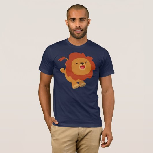 Cute Gamboling Cartoon Lion T-Shirt (Voorkant volledig)