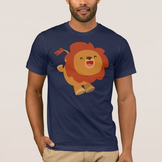 Cute Gamboling Cartoon Lion T-Shirt (Voorkant)