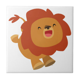 Cute Gamboling Cartoon Lion Tegel Tegeltje