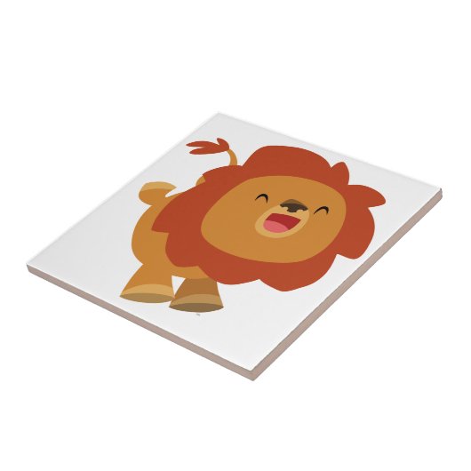 Cute Gamboling Cartoon Lion Tegel Tegeltje (Zijkant)