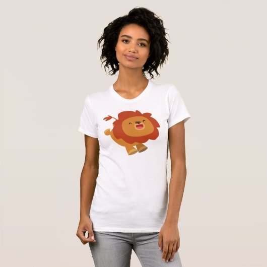 Cute Gamboling Cartoon Lion Women T-Shirt (Voorkant volledig)