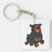 Cute Gamboling Cartoon Rottweiler AcrylSleutelhang Sleutelhanger (Voorkant)