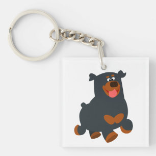 Cute Gamboling Cartoon Rottweiler AcrylSleutelhang Sleutelhanger