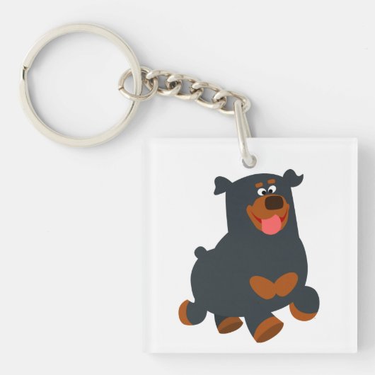 Cute Gamboling Cartoon Rottweiler AcrylSleutelhang Sleutelhanger (Voorkant)