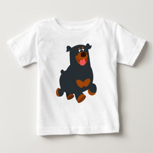 Cute Gamboling Cartoon Rottweiler Baby T-Shirt (Voorkant)
