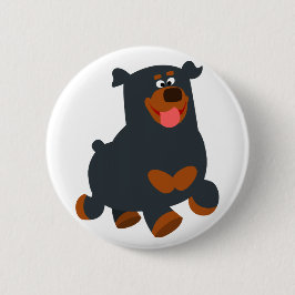Cute Gamboling Cartoon Rottweiler Button Badge