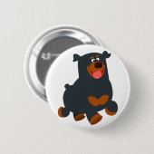 Cute Gamboling Cartoon Rottweiler Button Badge (Voorkant /achterkant)