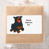 Cute Gamboling Cartoon Rottweiler Shipping Label (Insitu)