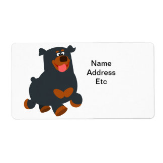 Cute Gamboling Cartoon Rottweiler Shipping Label