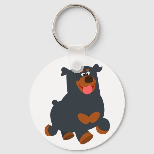 Cute Gamboling Cartoon Rottweiler Sleutelhanger (Voorkant)