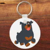 Cute Gamboling Cartoon Rottweiler Sleutelhanger (Voorkant)