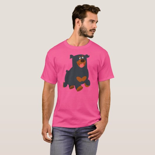 Cute Gamboling Cartoon Rottweiler T-Shirt (Voorkant volledig)