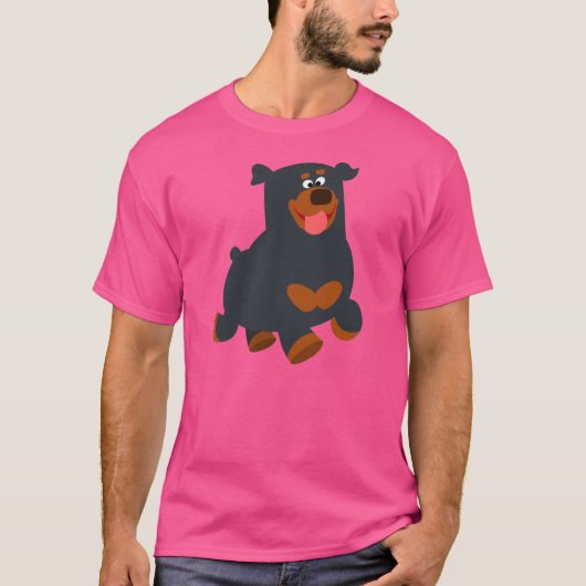 Cute Gamboling Cartoon Rottweiler T-Shirt (Voorkant)
