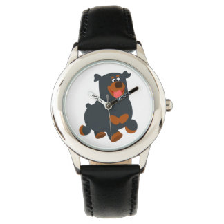 Cute Gamboling Cartoon Rottweiler Watch Horloge