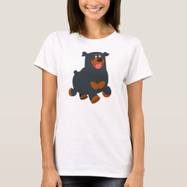 Cute Gamboling Cartoon Rottweiler Women T-Shirt