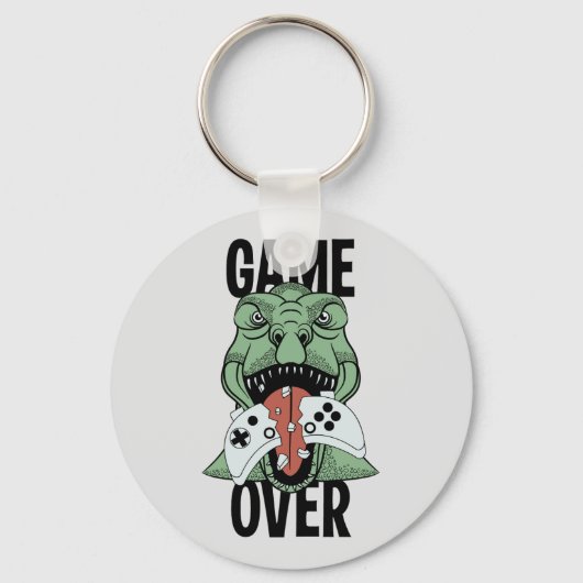 Cute Game Over T-Rex Dinosaur Video Gamers' Sleutelhanger (Voorkant)