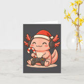 Cute Gamer Axolotl Christmas Design  Kaart (Gele Bloem)
