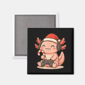 Cute Gamer Axolotl Christmas Design Magneet (Voorkant / Achterkant)