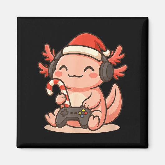 Cute Gamer Axolotl Christmas Design Magneet (Voorkant)