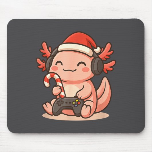 Cute Gamer Axolotl Christmas Design Muismat (Voorkant)