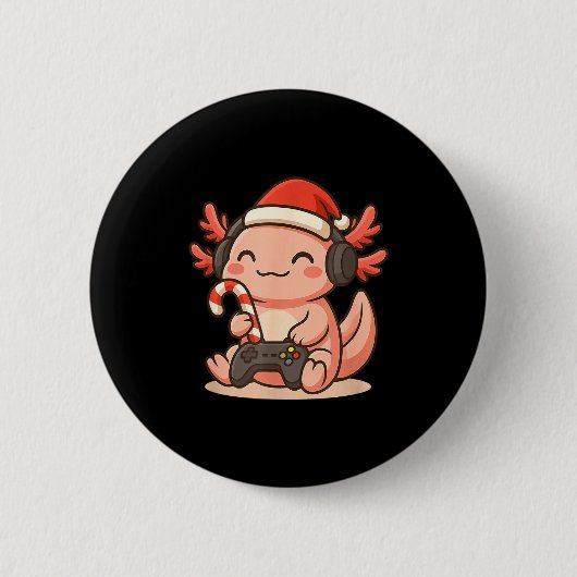 Cute Gamer Axolotl Christmas Design  Ronde Button 5,7 Cm (Voorkant)