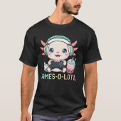 Cute Gamer Axolotl with Boba Art T-shirt (Voorkant)