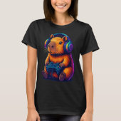 Cute Gamer Capybara — with Headset & Controller T-shirt (Voorkant)