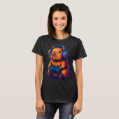 Cute Gamer Capybara — with Headset & Controller T-shirt (Voorkant volledig)