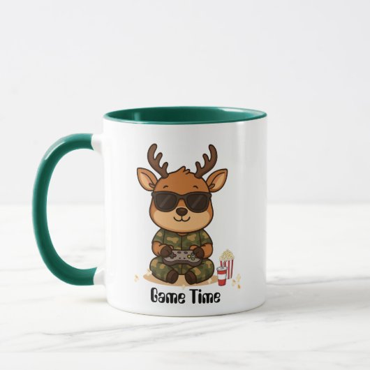 Cute Gamer Deer “Game Time” Accent Mug Mok (Links)