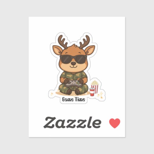 Cute Gamer Herten “Game Time” Accent Sticker (Vel)