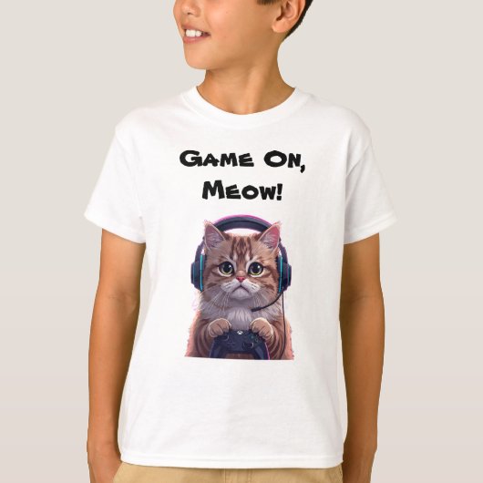 Cute Gamer Kat Kids T-Shirt – Grappige Gaming Kitt (Voorkant)