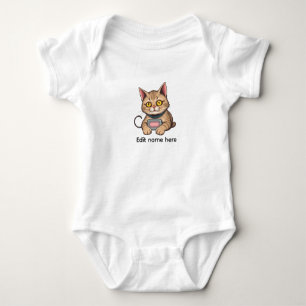 Cute Gamer Kitten Low Battery Illustratie Romper