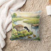 Cute Gans En Baby's Rivier- En Meer Dieren Kussen (Deken)