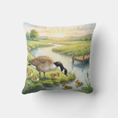 Cute Gans En Baby's Rivier- En Meer Dieren Kussen (Achterkant)