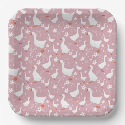 Cute gans en boog papieren bord (Voorkant)