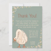 Cute Gans Minimal Boho Groene Baby Shower Bedankkaart (Voorkant)