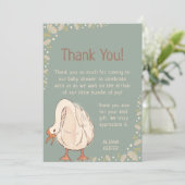 Cute Gans Minimal Boho Groene Baby Shower Bedankkaart (Staand voorkant)