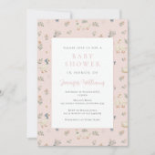Cute Gans Roze Baby Shower Uitnodiging (Voorkant)