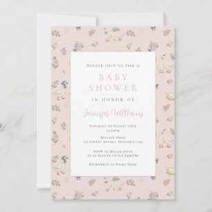 Cute Gans Roze Baby Shower Uitnodiging