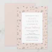 Cute Gans Roze Baby Shower Uitnodiging (Voorkant / Achterkant)