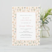 Cute Gans Streep Babyshower Uitnodiging (Staand voorkant)