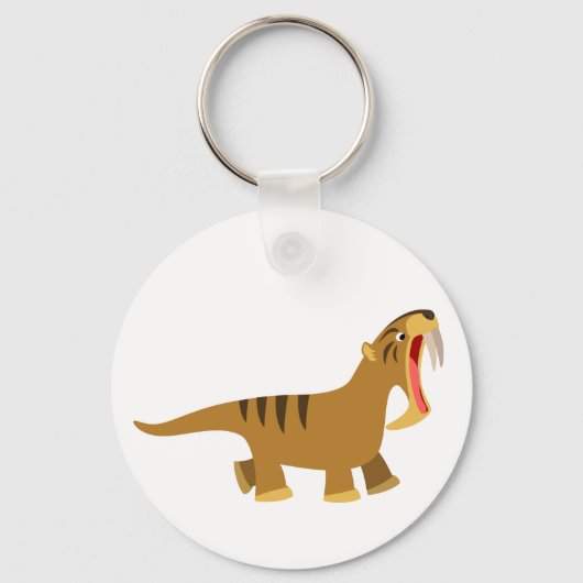 Cute Gaping Cartoon Thylacosmilus Sleutelhanger (Voorkant)