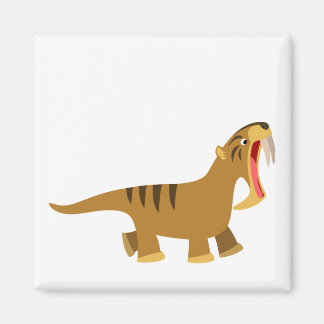 Cute Gaping Mouth Cartoon Thylacosmilus Magnet