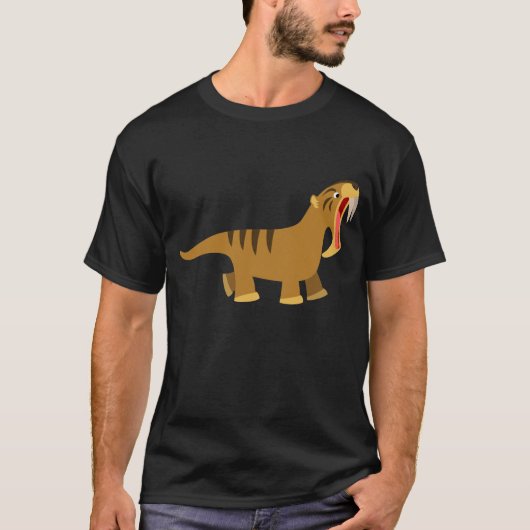 Cute Gaping Mouth Cartoon Thylacosmilus T-Shirt (Voorkant)