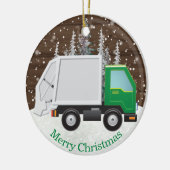 Cute Garbage Truck Green Kerstmis Keramisch Ornament (Links)